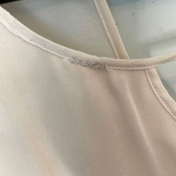 Paper Crane Womens Flare‎ Sleeve Dress Tunic Sheer Mini Cutout Beige Size XL - Picture 2 of 10